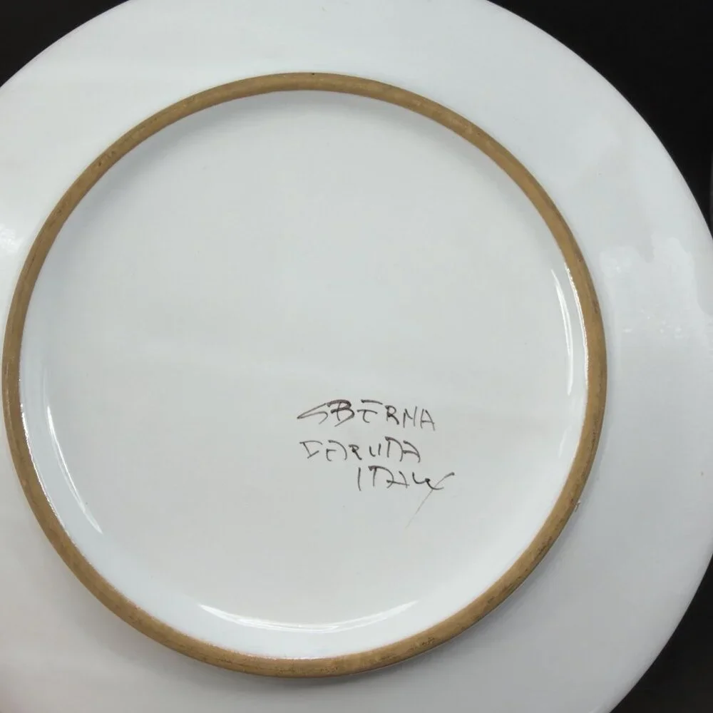 Sberna Deruta ROYAL ELEPHANT 8inch Plate Dish Set 4 Plates Dishes Made in‎ Italy